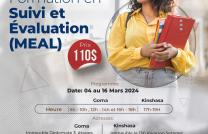 KINSHASA, GOMA & EN LIGNE:INSCRIPTION À LA FORMATION EN SUIVI ET ÉVALUATION (MEAL) mediacongo